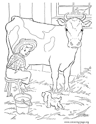 Cows And Calves A Farm Boy Milking A Cow Coloring Page Farm Animal Coloring Pages Cow Coloring Pages Farm Coloring Pages