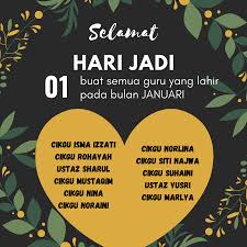 Cara mencari hari lahir dan weton bagi yang ingin mengetahui hari kelahirannya yang tenang saja, kami akan memberikan 2 contoh cara mencari hari lahir agar anda mudah. Kad Hari Jadi Guru Januari Raihana Lam Flip Pdf Anyflip