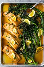 Sheet Pan Honey Lemon Salmon Broccolini Recipe Salmon Recipes Lemon Salmon Recipes Salmon Recipe Pan