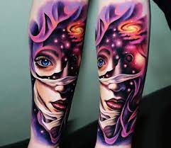 Space Face Tattoo By A D Pancho Post 23580 Colored Tattoo Design Latest Tattoo Design Colorful Lion Tattoo