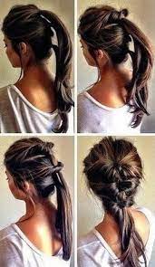 Thread Together Three Ponytails Thick Hair Styles Easy Hairstyles Medium Hair Styles