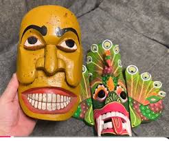 Mandala dot art and Sri Lankan raksha mask