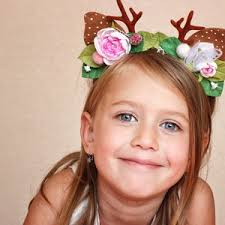 Dawn Deer Antler Flower Fawn Ivory Blue Blush Pink Gold Headband Halo  Halloween Crown