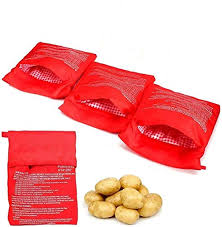 Unfortunately, i often don't have the time to wait for up to an hour for my baked potato to cook in the oven, even though they definitely taste better that way. 4 Pcs Potato Microwave Pouch Bestzy Microwave Potato Cooker Bag Reusable Washable Fabric Potato Cooker Pouch Perfect Potatoes Just In 4 Minutes Red Pricepulse