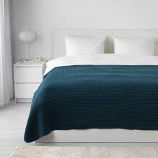 Vareld Bedspread Dark Blue 91x98 230x250 Cm Ikea Tagesdecke Bettwasche Blau Tagesdecke Bettuberwurf