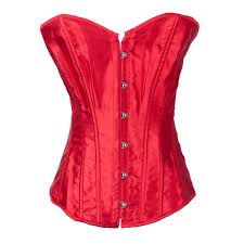 muka womens red satin overbust fashion corset bustier top