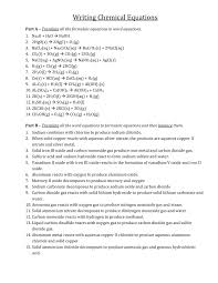 Include the phase of each substance in the equation. Worksheet Writing Chemical Equations Review Pages 1 2 Flip Pdf Download Fliphtml5