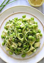 Spiralized Raw Zucchini Salad With Avocado And Edamame Recipe Clean Eating Recipes Raw Zucchini Salad Recipes