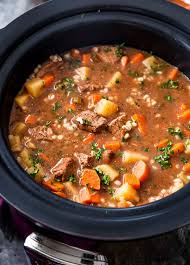 Add the chicken chunks into the crock pot with the vegetables. Crockpot Beef Barley Soup The Chunky Chef