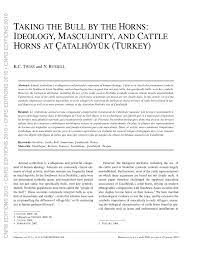 Pdf Taking The Bull By The Horns Ideology Masculinity And Cattle Horns At Catalhoyuk