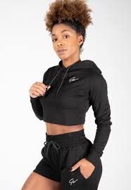 Maybe you would like to learn more about one of these? Pixley Crop Top Hoodie Black Gorilla Wear