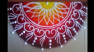 Half Rangoli Design Rangoli Designs Flower Rangoli Designs Free Hand Rangoli Design