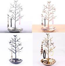 This tree has been carefully painted gold. Jewellery Organizer Birds Tree Jewelry Stand Display Earring Necklace Holder Jewellery Stand Rack Storage Wish