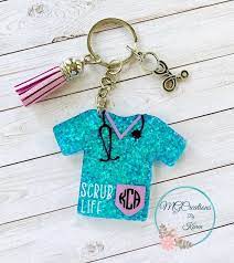 Scrub Keychain Nurse Keychain Scrub Keyring Scrub Shirt Etsy Diy Keychain Handmade Keychains Keychain Design