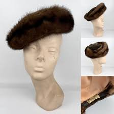 Original 1950's Brown Velvet and Real Fur Hat by Henry Ash