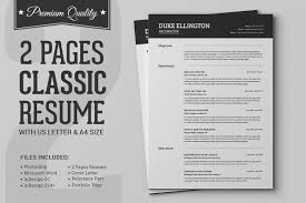 Two Pages Classic Resume Cv Template Design Cuts