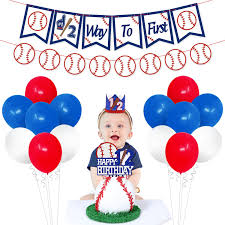 Source high quality products in hundreds of categories wholesale direct from china. Baseball Half Birthday Party Decorations Kit Sports Theme Half Way To First Banner Glittery Happy 1 2 Birthday Cake Topper Crown Hat Party Balloons For Baseball 6 Months Baby Milestone Backdrop Photo