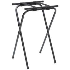 This folding tray table in a classic black finish pairs perfectly with endless styles and décors. American Metalcraft Black Metal Folding Tray Stand 18 3 4 L X 16 W X 31 1 2 H