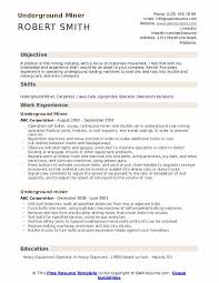 underground miner resume samples