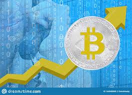 Bitcoins Growth Chart Cryptocurrency Trading Concept Stock