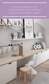 Stuva Ikea Schranke Mit Arbeitsplatte Und Punkten In Ausgeglichenem Nebel Und Zimmer Einrichten Jugendzimmer Kinderschlafzimmer Ideen Fur Kleine Zimmer