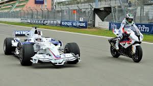 One of only two tracks on the nascar sprint cup schedule that involve right turns the september race date is held under the lights and is the cutoff point to make the nascar equivalent of the playoffs: F1 Car Vs Bike Bmw Sauber F1 Vs Bmw S 1000 Rr Youtube