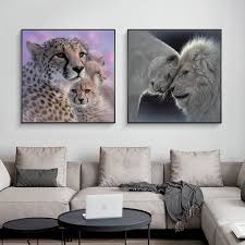 Lady and the tramp lambs & ivy lavish home learning linens lilo & stitch line friends lolli living love 2 design lush decor made by design mario marshall martha stewart. Lovely Jaguars And Lions Canvas Painting Family Animals Posters And Prints Decorative Wall Art Pictures For Living Room Decor Buy Canvas Painting Art Print Decor Painting Product On Alibaba Com