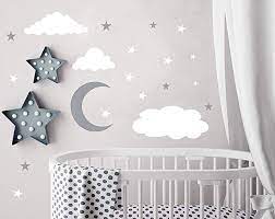 Amazon Com Clouds Wall Decals Moon And Stars Wall Decal Kids Wall Decals Wall Stickers Peel And Stick Remova Kids Wall Decals Cloud Wall Decal Baby Room Decor