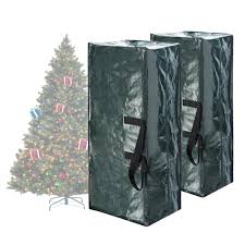 Large heavyduty artificial xmas christmas tree home storage bag zip sack holder. Elf Stor Green Plastic Premium Christmas Tree Bags For Up To 7 5 Foot Trees Set Of 2 On Sale Overstock 13435195