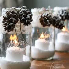 Winter Luminaries Snowy Pinecone Candle Jars For Winter