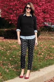 Black And White Pants Outfit Ideas What I Wore Girl On Fire Fashion Black Pants Work Outfit Polka Dots Outfit