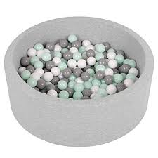 Selonis Soft Ball Pit Pool 90x30cm 200 Balls Round For Baby Toddler Foam Light Grey White Grey Mint Selonis In 2020 Ball Pit Baby Ball Pit Pool Balls
