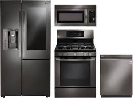 Lg Lgreradwmw6044 4 Piece Kitchen Appliances Package With Side By Side Refrigerator Gas Range Dishwasher And Over The Range Microwave In Black Stainless Steel Kitchen Appliance Packages Stainless Steel Kitchen Appliances Black Stainless