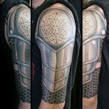 Knight armour tattoo ideas for men on shoulder sleeve and chest. Armor Tattoos Tattooimages Biz