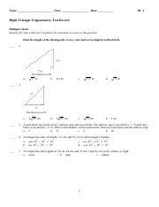 Tell whether the side lengths form a pythagorean 3. Ch 2right Triangle Trig Test Review Name Class Date Id A Right Triangle Trigonometry Test Review Multiple Choice Identify The Choice That Best Course Hero