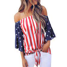 Be the first to review womens expecting a little firecracker 4th of july pregnancy women t shirt cancel reply. Tops For 4th Of July Women Off Shoulder Tie Knot Print American Flag Print Tops Casual Vogue Shirts Plus Size S 2xl Dropshipping Buy At The Price Of 4 16 In Aliexpress Com