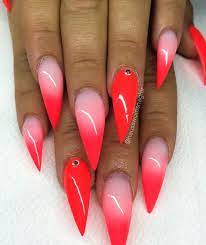 Ombre Stiletto Nails More Pointy Nails Stiletto Nail In 2021 Red Ombre Nails Stiletto Nail Art Pointy Nails