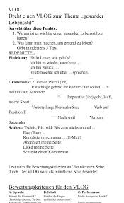 Der autor/die autori es häftigt si h/ efasst si h it. For A German Assignment We Were Told To Make A Youtube Style Vlog About 5 Tips On How To Be Healthy Fellowkids