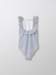Côté détails, on retient sa forme bandeau, son noeud rouge, son ouverture au dos et ses liens à nouer au cou. Maillot De Bain Festonne 1 Piece Fille Raye Marine Blanc Fille Vetement Et Deco Cyrillus