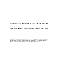 Cheah wee teck, martin, paul chong joon meng, yong yoke. Pdf Behavioral Inhibition Social Withdrawal And Parenting