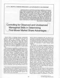 University of sumatera utara | usu · department of agricultural technology. Pdf Controlling For Observed And Unobserved Managerial Skills In Determining First Mover Market Share Advantages