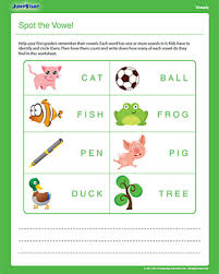 There are some sample worksheets below each section to provide a sense of what to expect. Spot The Vowel Free 1st Grdae English Worksheet Jumpstart