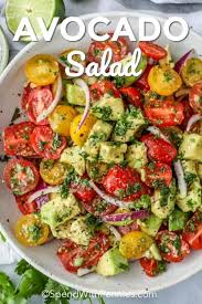 A Creamy Avocado Salad Is Filled With Healthy Fats And Packed With Nutrients With Tomatoes Avocados Avocado Tomato Salad Avocado Tomato Healthy Salad Recipes