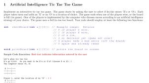Solved 1 Artificial Intelligence Tic Tac Toe Game Impleme Chegg Com