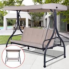 Marvelous garden swing bench 1 wooden swings with canopy. Costway Converting Outdoor Swing Canopy Hammock 3 Seats Patio Deck Furniture Beige Walmart Com Patio Deck Furniture Outdoor Swing Patio Swing