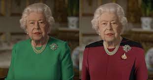 The Internet Had A Field Day Playing Greenscreen Dress Up With Queen Elizabeth After She Gave Speech Wearing A Green Dress Comic Sands