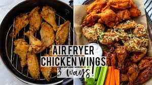 Cook the chicken wings for a total of 16 minutes, flipping them half way through cooking. Super Crispy Air Fryer Chicken Wings 3 Ways Youtube