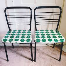 Scored These Two Awesome Mid Century Modern Cosco Folding Chairs At A Yard Sale In Damariscotta I Recovered Them In This Fun Lam Chair Folding Chair Yard Sale