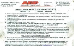 Arp Head Stud Torque For A Miata Page 4 Miata Turbo