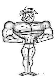 Timmy turner bodybuilder sketch. : r/sketches